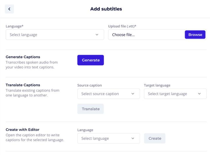 Add subtitles panel