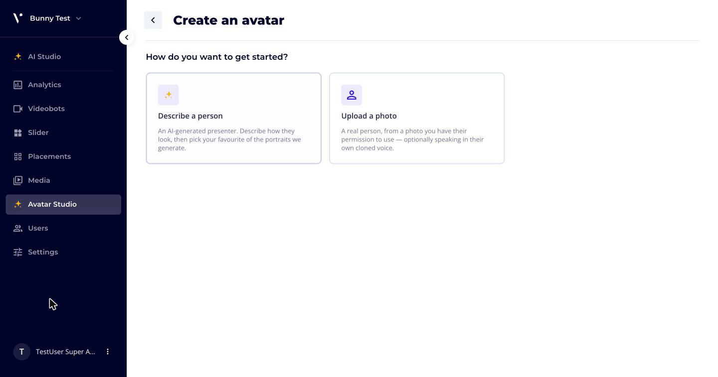Choosing how to create an avatar