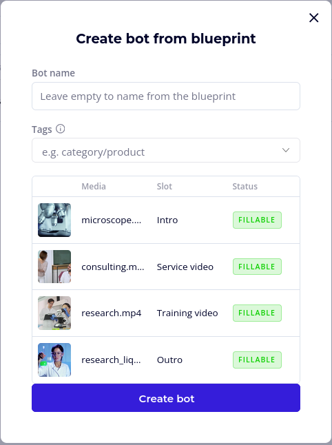 create bot from blueprint