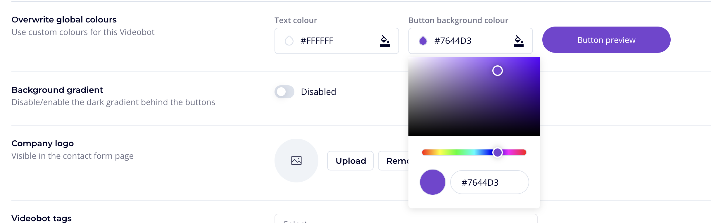 Customise colors
