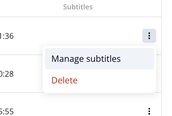 Subtitles menu