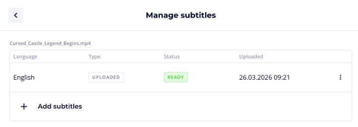 Manage subtitles panel