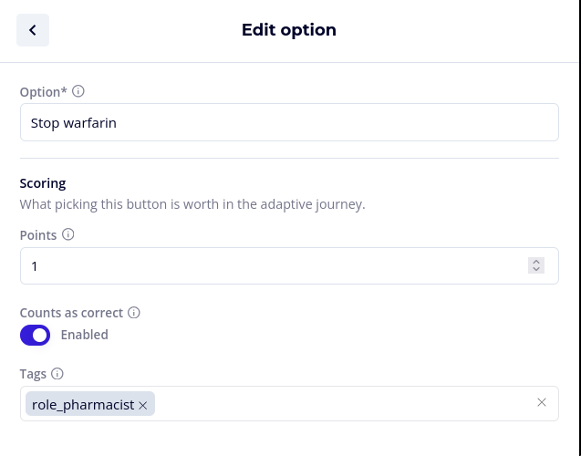 Option panel