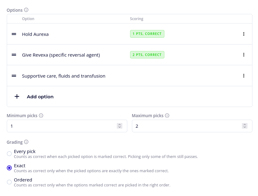 Question settings