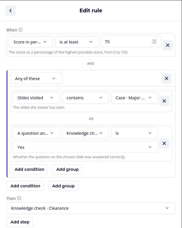 Custom conditions
