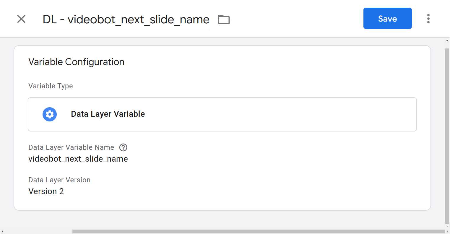 Videobot Next Slide Name Variable